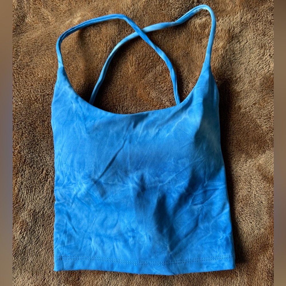 LIKE NEW HALARA Tie Dye Sky Blue Crisscross Back Tank Top
